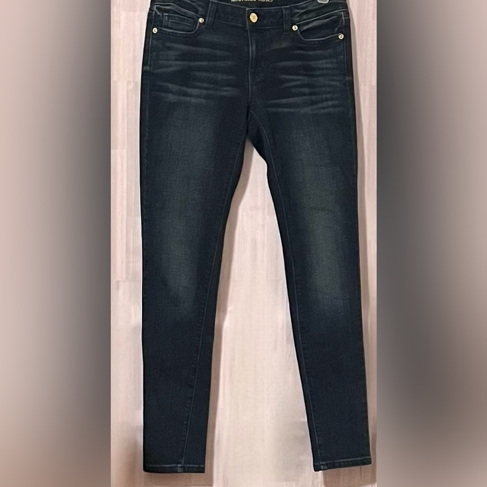 Michael Kors Dark Skinny Jeans with Gold Accents